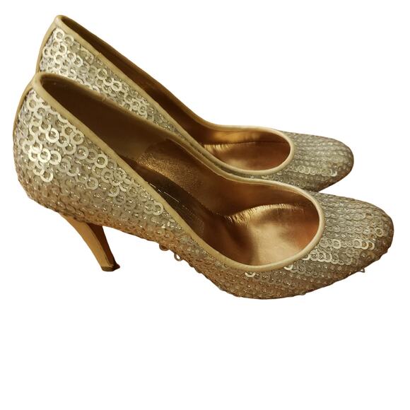 Salvatore Ferragamo Fabina silver sequin heels size 7 - Picture 3 of 10